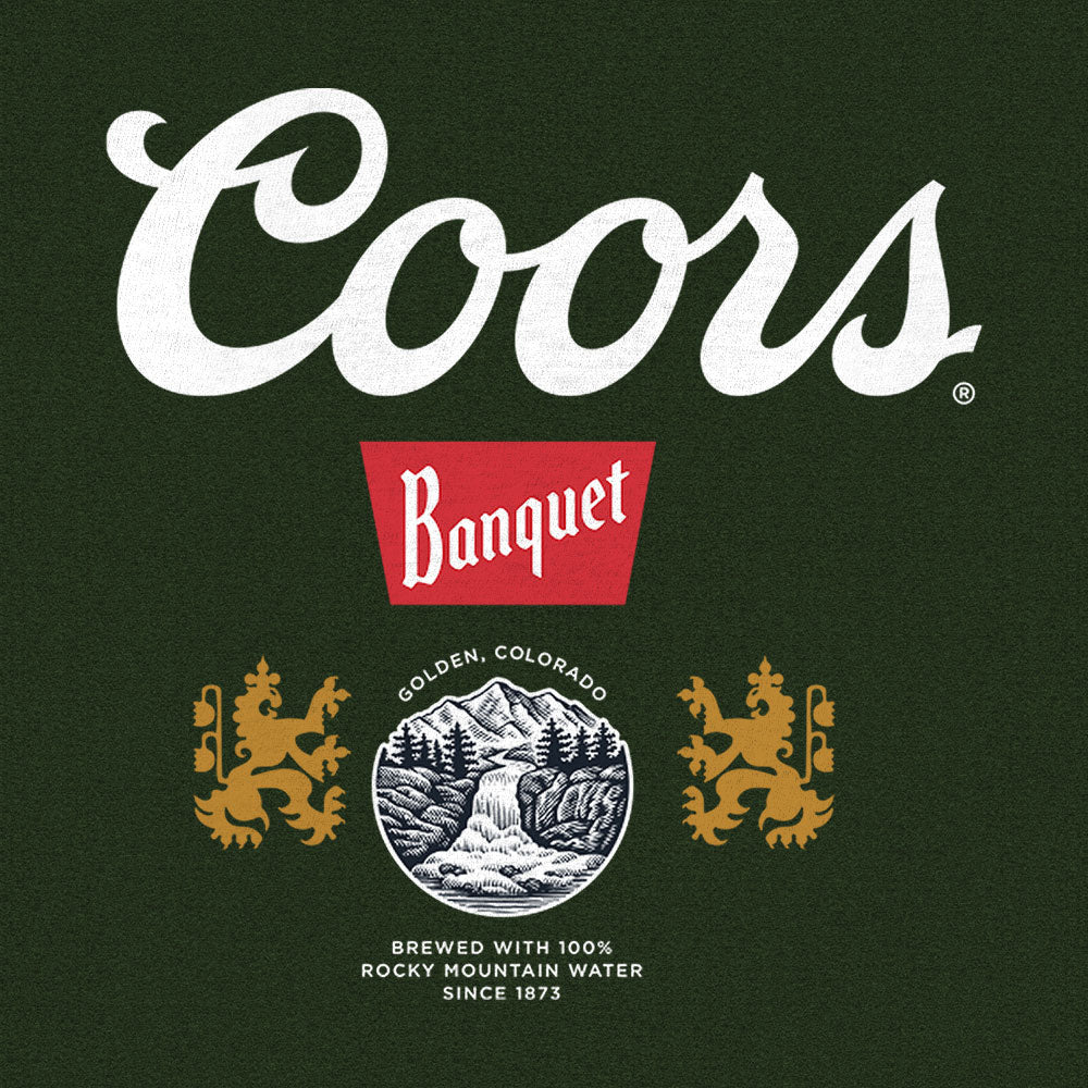 Coors Banquet Double Sided Long Sleeve Beer Logo T-Shirt - Forest Green