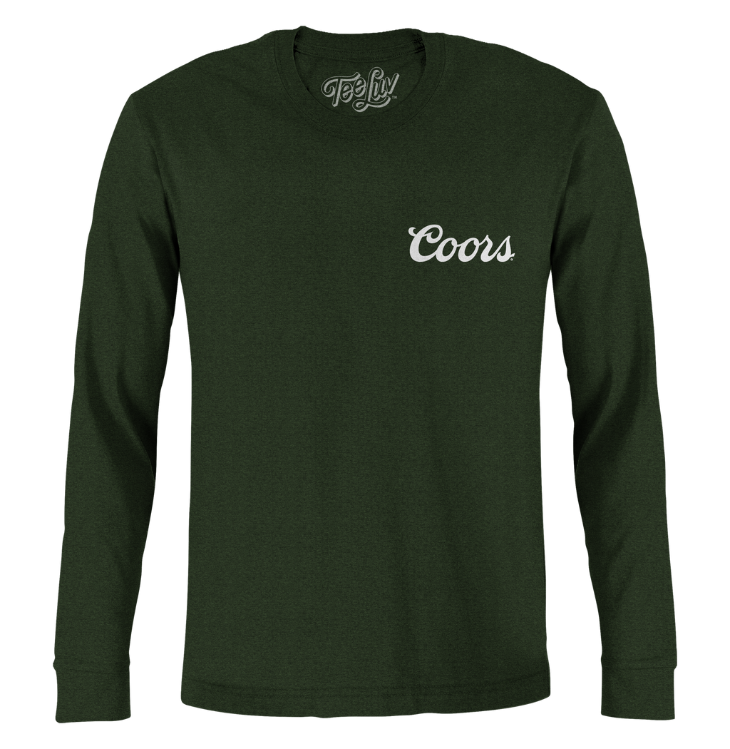 Coors Banquet Double Sided Long Sleeve Beer Logo T-Shirt - Forest Green