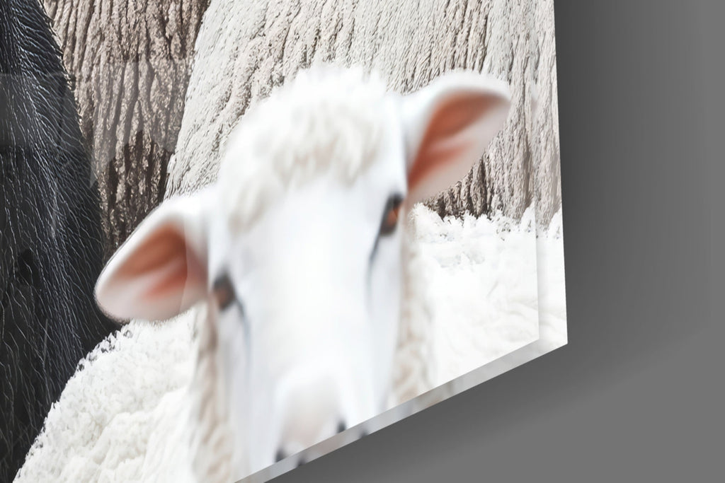 The Difference of the Black Lamb Flock Glass Wall Art || Designer Collection