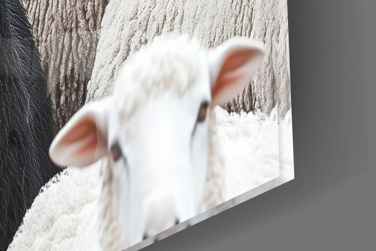 The Difference of the Black Lamb Flock Glass Wall Art || Designer Collection
