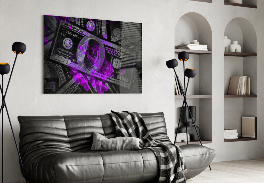 Dollars Glass Wall Art