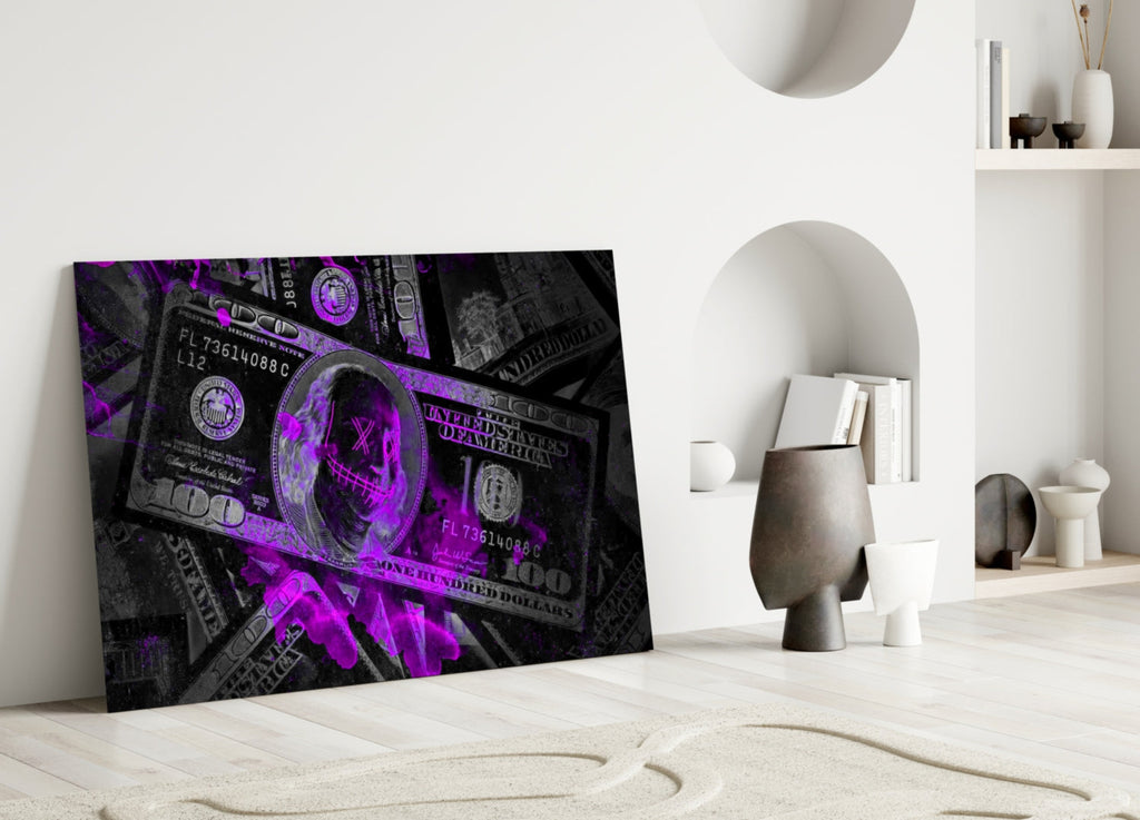 Dollars Glass Wall Art